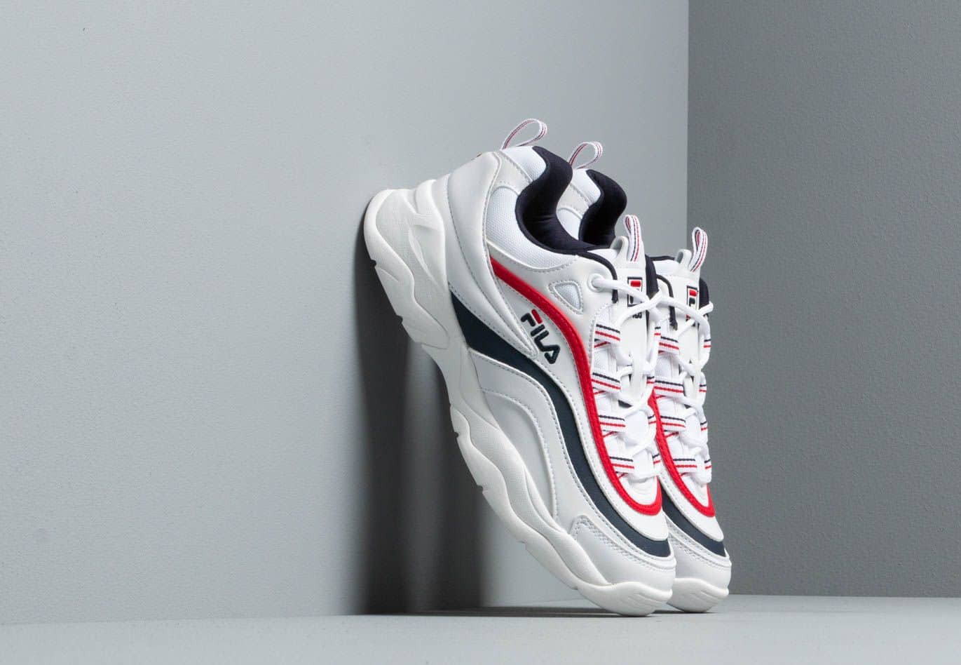 FILA Ray Low Wmn White/ FILA Navy/ FILA Red