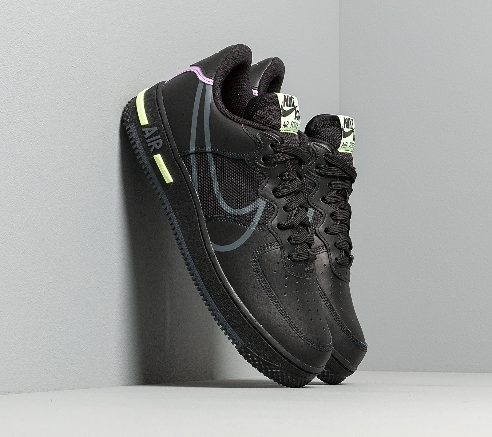 Nike Air Force 1 React Black/ Anthracite-Violet Star-Barely Volt CD4366-001