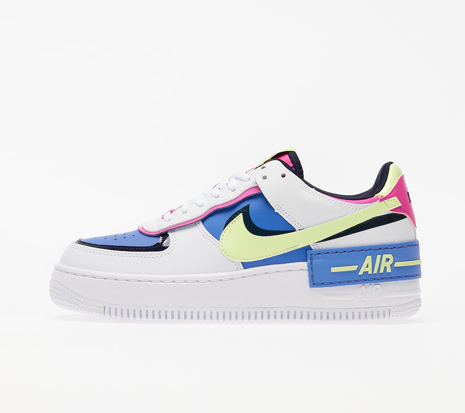 Nike W Air Force 1 Shadow White/ Barely Volt-Sapphire-Fire Pink CJ1641-100