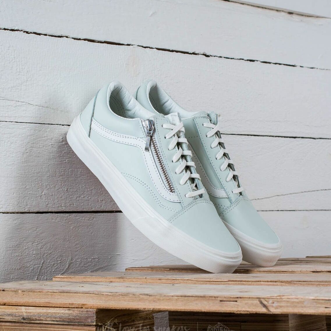 Vans Old Skool Zip (Leather) Zephyr Blue/ Blanc De Black 93MRI